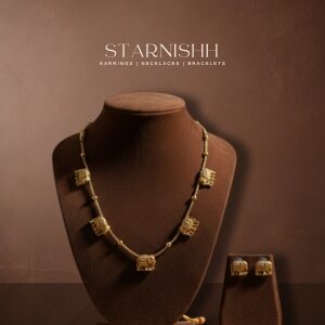 Traditional Elephant Motif Necklace Set with Matching Stud Earrings for Women and Girls – Ethnic Temple Jewelry with Adjustable Dori (Copy)