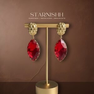 Red Crystal Drop Earrings for Women | Elegant Statement Party & Festive Jewelry